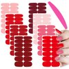 SILPECWEE Red Nail Polish Strips Nail Wraps for Women Solid Color Adhesive Gel Nail Strips Sticker Nail Polish Nail Accessories Manicure Stickers with 1pc Nail File (8 Sheets)