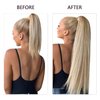 RUNATURE Long Ponytail Hair Extensions 20 Inch Human Hair Ponytail Extension Straight Ash Blonde Highlight Bleach Blonde Natural Ponytail Real Hair Extensions with Magic Paste Pony Tail Extension 80g