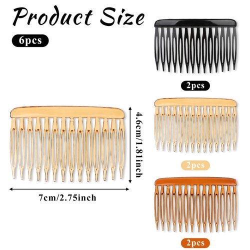 6 Pcs Decorative Hair Combs for Women - 14 Teeth French Twist Transparent Vintage Style Bridal Hair Clips and Pins