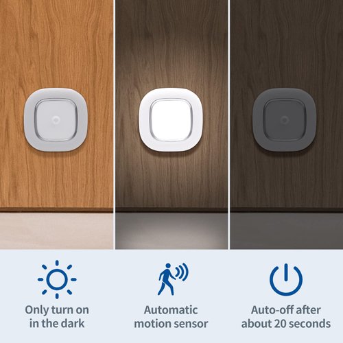 WhitePoplar Motion Sensor Ceiling Light Battery Operated, Wireless Motion Activated LED Light 300LM White Indoor Lights for Closet Cordless Stair Hallway Bedroom Pantry Shed Shower Light