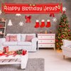 Ushinemi Happy Birthday Jesus Banner Christmas Party Decorations for Outdoor Yard Decor Sign,9.8X1.6 Ft