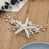 Casdre Starfish Bride Wedding Hair Comb Silver Crystal Bridal Hair Piece Pearl Beach Wedding Hair Accessories for Women and Girls