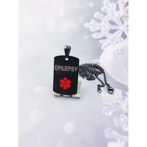 MZC Jewelry EPILEPSY Medical Alert Necklace for Men Women Stainless Steel Engraved Medical ID Tag Emergency Alert Identification Pendant
