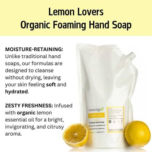 kosmatology Lemon Lover's (Lemon) Organic Foaming Hand Soap Refill Bag, 34 fl oz