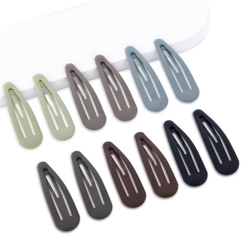 Cptots Medium Snap Hair Clips Metal No Slip Hair Barrettes for Women 2.36 Inch Hair Clips For Thin And Thick Hair,Dark Multiple Colors,12 PCS