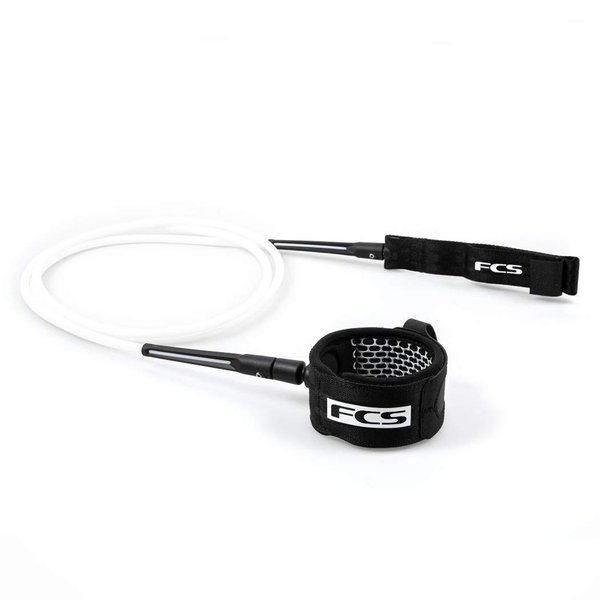 FCS All Around Surfboard Leash - White/Black - 7'