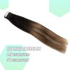 VINBAO Tape in Hair Extensions Human Hair Ombre Hair Extensions #1B Natural Black #4 Dark Brown to #27 Caramel Blonde Balayage Dark Roots Hair Extensions Tape in Human Hair 20pcs 50g(14inch 1B/4/27)