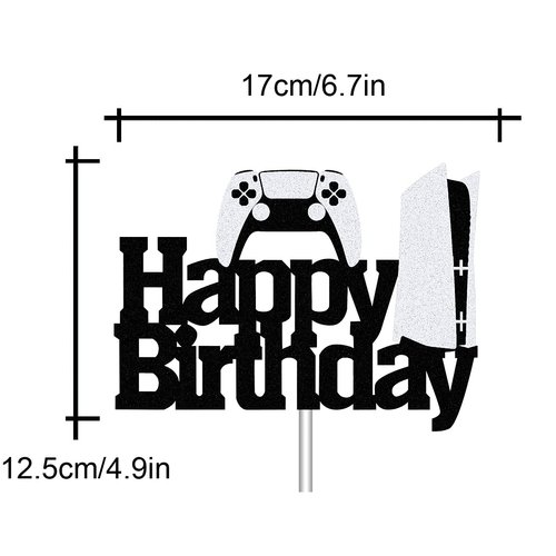 Video Game Cake Topper - Game Controller Happy Birthday Cake Decorations - PS5 Gaming Cake Topper for Boys Men's Game Theme Party