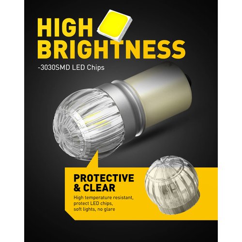 AUXITO 1156 LED Bulb White, 400% Brighter 1:1 Size, 7506 BA15S 1141 P21W 1003 LED Lights for Reverse Backup Light, DRL, Tail Brake Signal Lights, Parking Light, Side Marker Light, Pack of 2