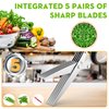 POROMI Herb Scissors Set - Cool Kitchen Gadgets for Cutting Fresh Garden Herbs - Herb Cutter Shears with 5 Blades and Cover, Sharp and Anti-rust Stainless Steel, Dishwasher Safe (Black-White)