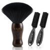 NICEMOVIC 3 IN 1 Barber Neck Duster Brush Set, Professional Barber Accessories Cleaning Supplies, Duster Nylon Brush Hair Cutting Styling Brush Tool (Brown&Black)