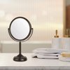 JERDON Two-Sided Tabletop Makeup Mirror - Makeup Mirror with 10X Magnification & Swivel Design - Portable 6-Inch Diameter Mirror in Bronze Finish - Model JP910BZB