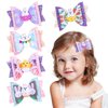 Whaline 5Pcs Easter Hair Bow Clips Glitter Leather Bow Hair Pins Cute Bunny Chick Rabbit Bow Alligator Hair Barrettes Colorful Hairgrips for Toddlers Girls Kids Easter Holiday Party Hair Accessories