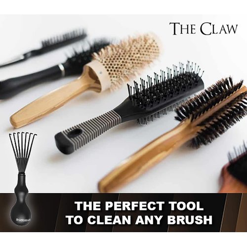 Bossman THE CLAW Round Hair Brush Cleaner Tool 3 Inch - Christmas Gifts for Him - Cleans Boar Bristle, Wave or Plastic Brushes and Combs - Black Hairbrush Cleaning Rake - Cat Brush & Dog Brush Cleaner