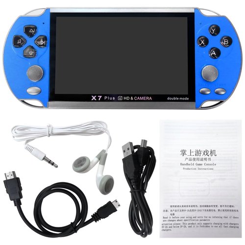 ATIODYUUK New 5.1 Inch 128Bit 8GB Memory Retro Portable Handheld Video Game Console HD Screen 10000 Games Built-in (Blue)