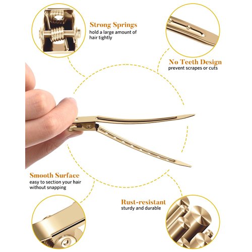 70Pcs Metal Hair Roller Clips, MORGLES 3 Sizes Duck Billed Hair Clips with 2Pcs Pink Rat Tail Combs for Parting, Hair Clips Bulk with Organizer Box.