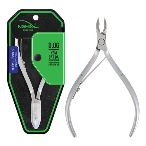 NGHIA Cuticle Nipper - D-06 JAW 16 | Stainless Steel | Durable and Sharp | Ergonomic Design | Grey Plated | Ideal for Salons and Home Use