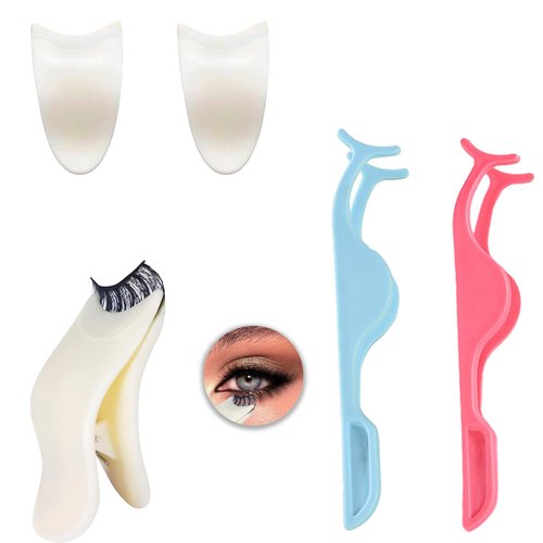 2PCS Professional Paste False Eyelash Assistant Portable Eyelash Applicator Clip Plastic and New 2 Pc Eyelashes Tweezers Makeup Tool Clip Professional Eyelash Makeup Accessories Tool