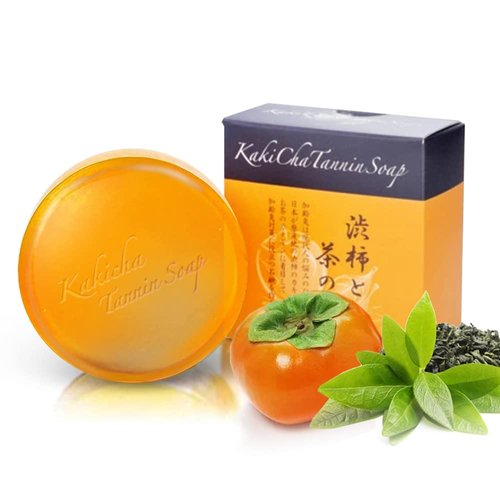 BoxCave Cleansing & Deodorizing Soap Bar | Imported Japanese Handmade Soap with Persimmon and Green Tea Extract to Help with Nonenal Body Odor Associated with Aging for Men & Women | 100g