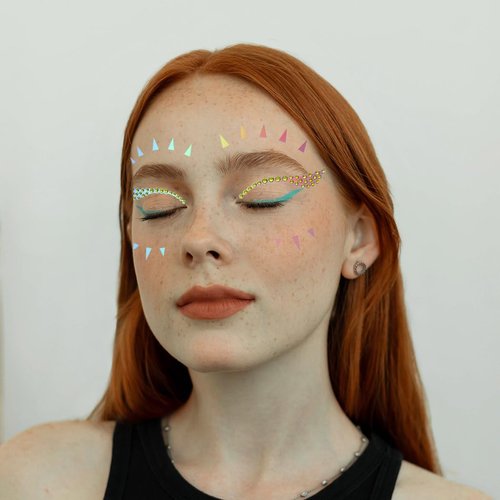 Metisee Temporary Sticker Holographic Face Stickers for Eye Makeup Butterfly Star Heart Waterproof Eyeliner Stickers Glitter Rhinestone Fake Tattoo Stickers Face Jewelry for Women and Girls (Style C)