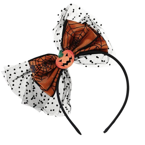 AIUPUOC Halloween Headband Orange Hair Bow Lace Hair Accessories Pumpkin Hair Band Cosplay Hair Decorations Party Hair Supplies 1Pcs