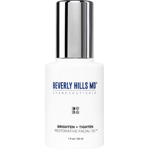 Beverly Hills MD Brighten + Tighten Restorative Face Oil- Reduce Wrinkles & Tone Skin, Anti-Aging Formula for an Even, Moisturized Complexion- Lighten Dark Spots on Face, Neck, Décolleté w/Vitamin C