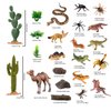 SIENON 32Pcs Desert Animal Figurines Set Model Trees Cactus Kit Desert Diorama Project with Camel Fennec Fox Rattlesnake Scorpion Lizard Reptile Toy Playset for Kids Birthday Cake Toppers Party Décor