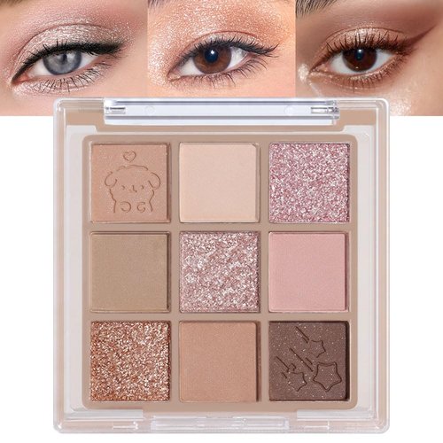 CAKAILA 9Colors Rose Gold Brown Nude Neutral Eye Shadows Palette Makeup,Shimmer Matte Korean Natural Naked Brown Eyeshadow Palette,Highly Pigmented Naturing-Looking Long Lasting Waterproof