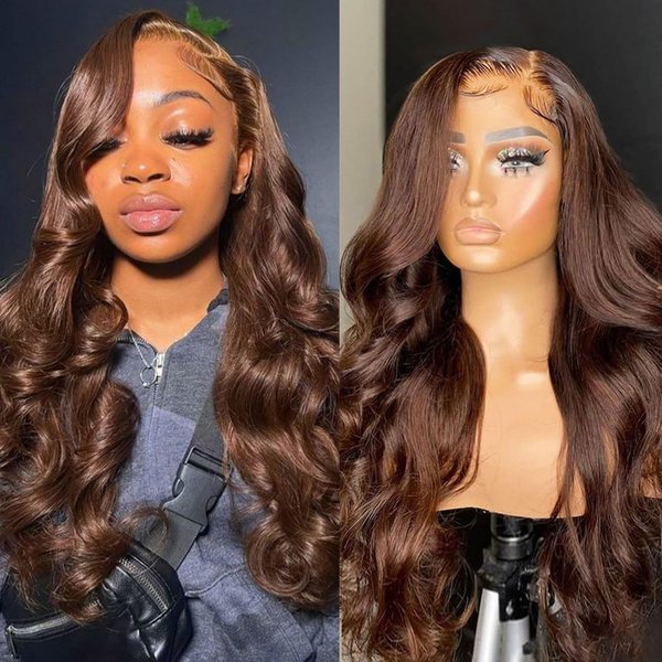 Nicele Ann Chocolate Brown Lace Front Wigs Human Hair 13x4 180 Density Body Wave Lace Frontal Human Hair Wigs Pre Plucked with Baby Hair Hairline (26 Inch, 4# Brown 13x4 Body Wave)