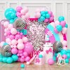 Teal Blue Pink Balloon Garland Arch Kit, Blue Pink Balloon Arch Latex Party Balloons with Inflatable Disco Ball for Girls Music Birthday Party Decorations Wedding Baby Shower Summer Party Supplies
