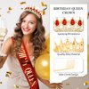 KICOSY Birthday Crown for Women Red Birthday Queen Sash and Crown Birthday Crown and Sash Happy Birthday Headband Birthday Tiara Birthday Crown Adult Woman