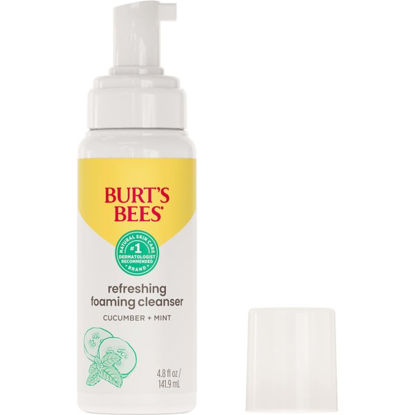 Burt's Bees Stocking Stuffers, Refreshing Foaming Face Cleanser and Natural Face Wash with Cucumber and Mint, Skin Care Christmas Gifts, 4.8 Fluid