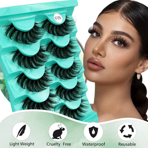 Mink Lashes Strip Eyelashes Fluffy Volume False Eyelashes that Look Like Extensions Glamour Wispy Curly Fake Lashes 5 Pairs Pack
