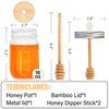 GIVAMEIHF16oz Honey Pot,Glass Honey Jar with Dipper Stick-Extra Mason Jar Honey Dipper Lid,Honey Containers with Wooden Dipper,Honey Jar for Storing Honey,For Christmas Gift,Home Kitchen