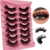 Cat-Eye Lashes Flu-ffy Mink Lashes 20mm Fox Eye Long False Eyelashes 3D Volume Curly Dramatic Fake Eyelashes Thick Full Lashes 7 Pairs Pack(XE05)