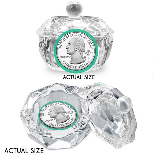 Karlash Nail Art Acrylic Liquid Powder Dappen Dish With Lid Clear Glass Crystal Cup Glassware Tools Glass Dappen Dish Nail Crystal Bowl Glass… (Pack of 2)