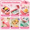 STACTCUTE 49PCS Pretend Play Cash Register Toy Set for Kids with Real Calculator,Scanner,Microphone,Conveyor Belt,Weighing Tool,Cashier Playset Realistic Gift for Toddler Kid Ages 3 4 5 6 7 8（Pink）