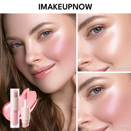imakeupnow Liquid Blush Stick for Cheeks Natural Matte Finish Blush Make Up, High Pigment Blush Stick Long-lasting Dewy Cheek Tint With Build in Brush#L002