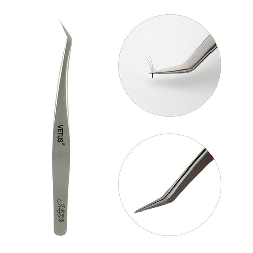 1 PC Vetus Eyelash Tweezers Fine Point High Precision Golden Feather Tweezers Stainless Steel for Eyelash Extension