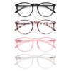 IBOANN Blue Light Blocking Glasses W/Gaming/Night Vision Cilps 4 Pack Round Fashion Retro Frame Eyewear-Anti 99.9% UV ray