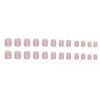 Foccna Nude Press on Nails Chrome Fake Nails Square Glossy Short False Nail Tips Artificial Finger Manicure for Women and Girls 24pcs