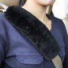 ROYAGO Soft Genuine Sheepskin Wool Auto Seat Belt Cover Seatbelt Shoulder Pad for a More Comfortable Driving, Compatible with All Cars(Black)