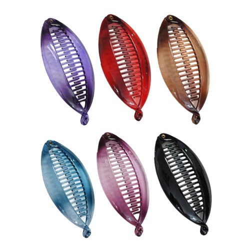Mikinona 6pcs Fish Shape Banana Hair Clips with Ponytail Holder as Headgear