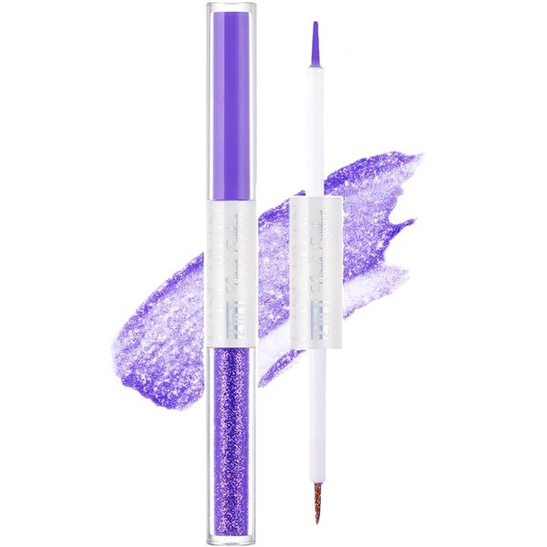 MIELIKKI Double-end Liquid Eyeliner, 2-in-1 Matte & Shimmer Finish, Waterproof Eyeliner Pencil, Sparkling Eyeshadow, Quick Drying, Long Lasting, #11