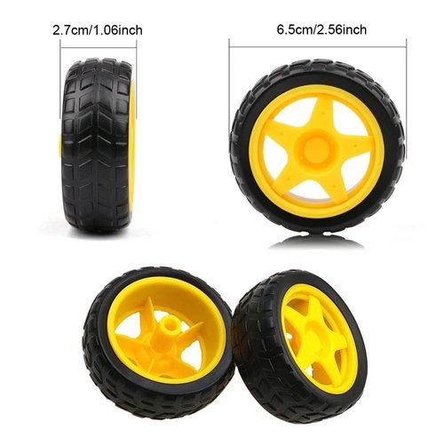 ThtRht 8 Pack TT Motor Wheels Replacement Smart Car Robot Wheel Tyres 1:48 Model Gear Spare Parts for Gearbox RC Chasis Arduino DIY Kit Remote Control Cars Rubber Tire