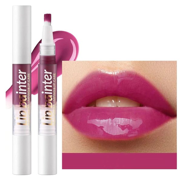 2 in 1 Purple Lip Gloss Lip Plumper Gloss Tinted Glitter Shimmer Lipgloss Lipstick Moisturizing High Shine And Vegan Plumping Lip Gloss For Women Girls Long-Lasting Dry Lip Care Base Bulk Best(06#)