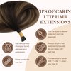 GOO GOO I Tip Hair Extensions Human Hair, 18inch 50g 50S, Real Human Itip Keratin Hair Extensions Pre Bonded, 2/6/2 Balayage Dark Brown to Chestnut Brown