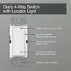 Lutron Claro 15 Amp 4-Way Rocker Switch with Locator Light, CA-4PSNL-WH, White