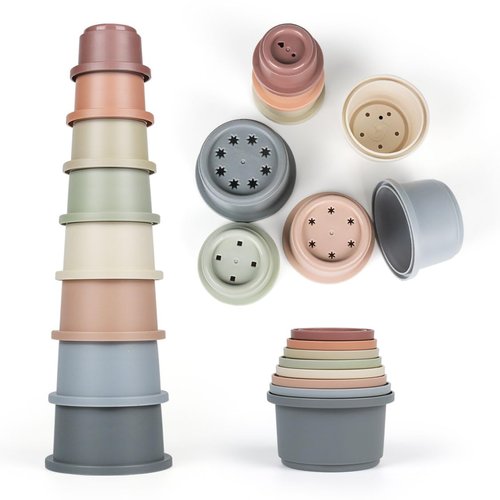 SKYWHALE Stacking Cups Baby Toy 6-12 Months, Toddler Nesting Cups Set for Boys and Girls, 8PCS Stackable Bath Toy, Montessori Educational Gift for 1 2 3 Years Old Kids