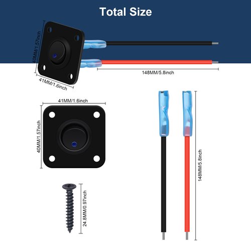 RVZONE Rocker Toggle Switch Panel, DC 12V 20A Blue LED Switch Panel USB Charger Rocker Switch Round Lighted ON Off SPST Switch Control for Ships, Yachts, RVs, Buses, Trailer, Camper, Boat etc